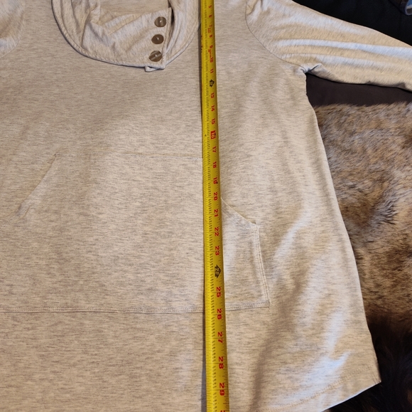 Oatmeal XL Cowl Neck 3/4 Sleeve Tunic - Picture 5 of 7